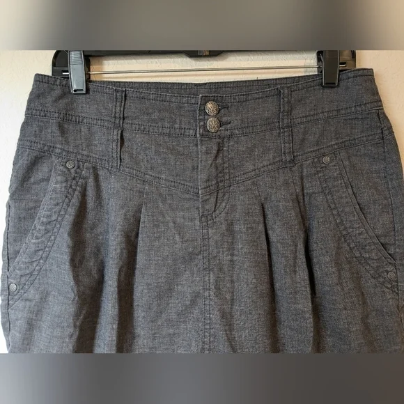 Prana Grey Pleated Hemp Blend Mid Rise Lizbeth Mini Skirt Casual Travel - Picture 6 of 10
